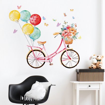 Autocolant de perete "Bicicleta cu baloane" 86x100 cm