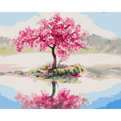 Pictura pe numere cu un cadru "Arborele roz 2" 50x40 cm