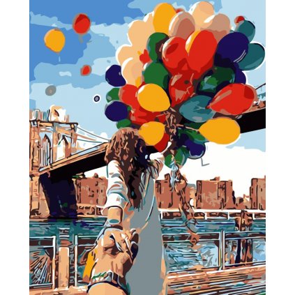 Pictura pe numere cu un cadru "Cuplu cu baloane" 50x40 cm