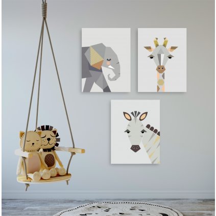 Set de tablouri pentru copii - Animale geometrice