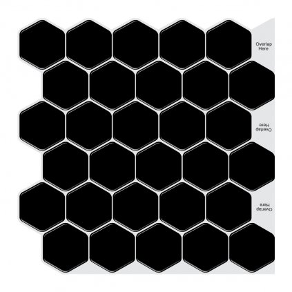 Placi de adeziv - mozaic 3D - Hexagoane negre 30,5 x 30,5 cm