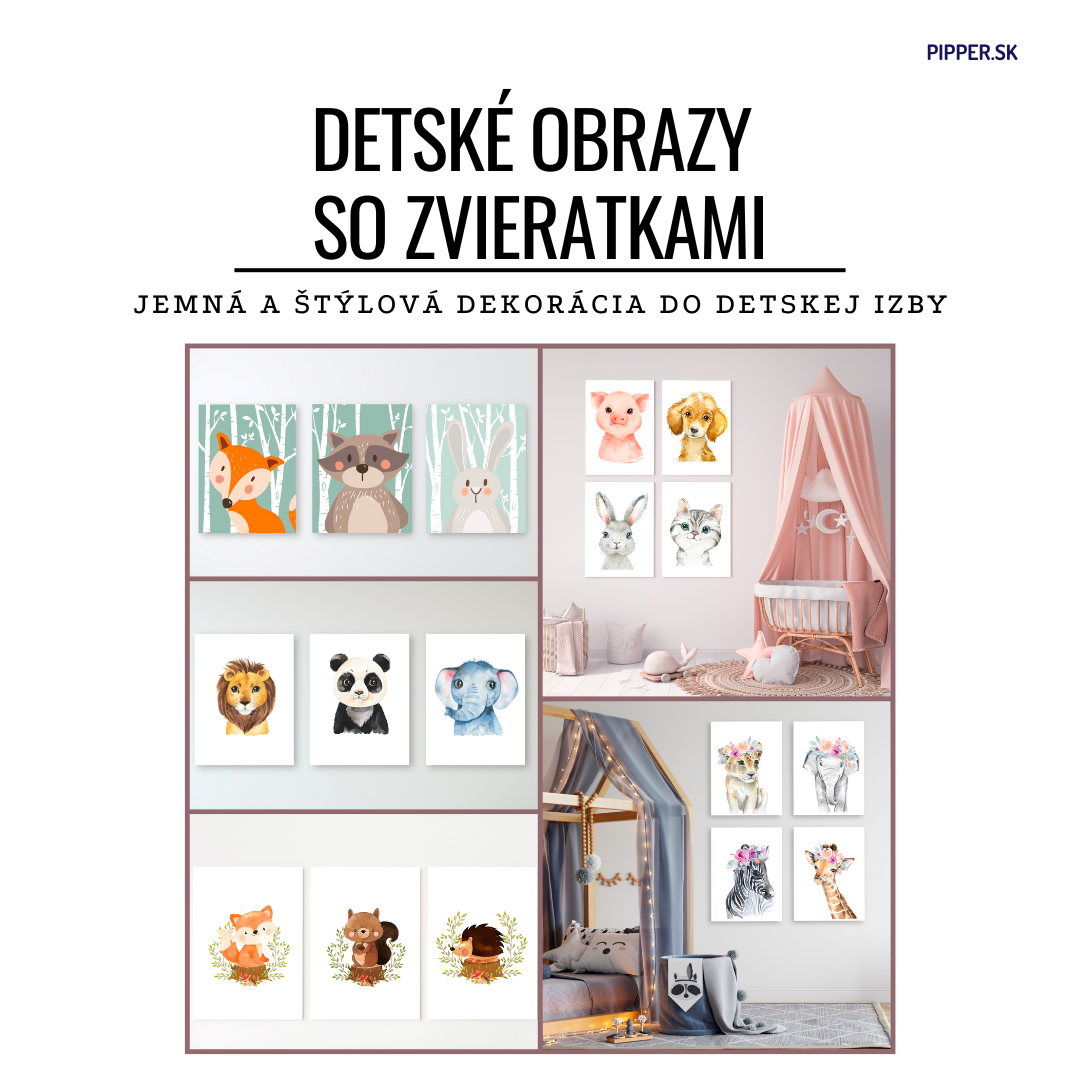 Detské obrazy so zvieratkami v minimalistickom štýle
