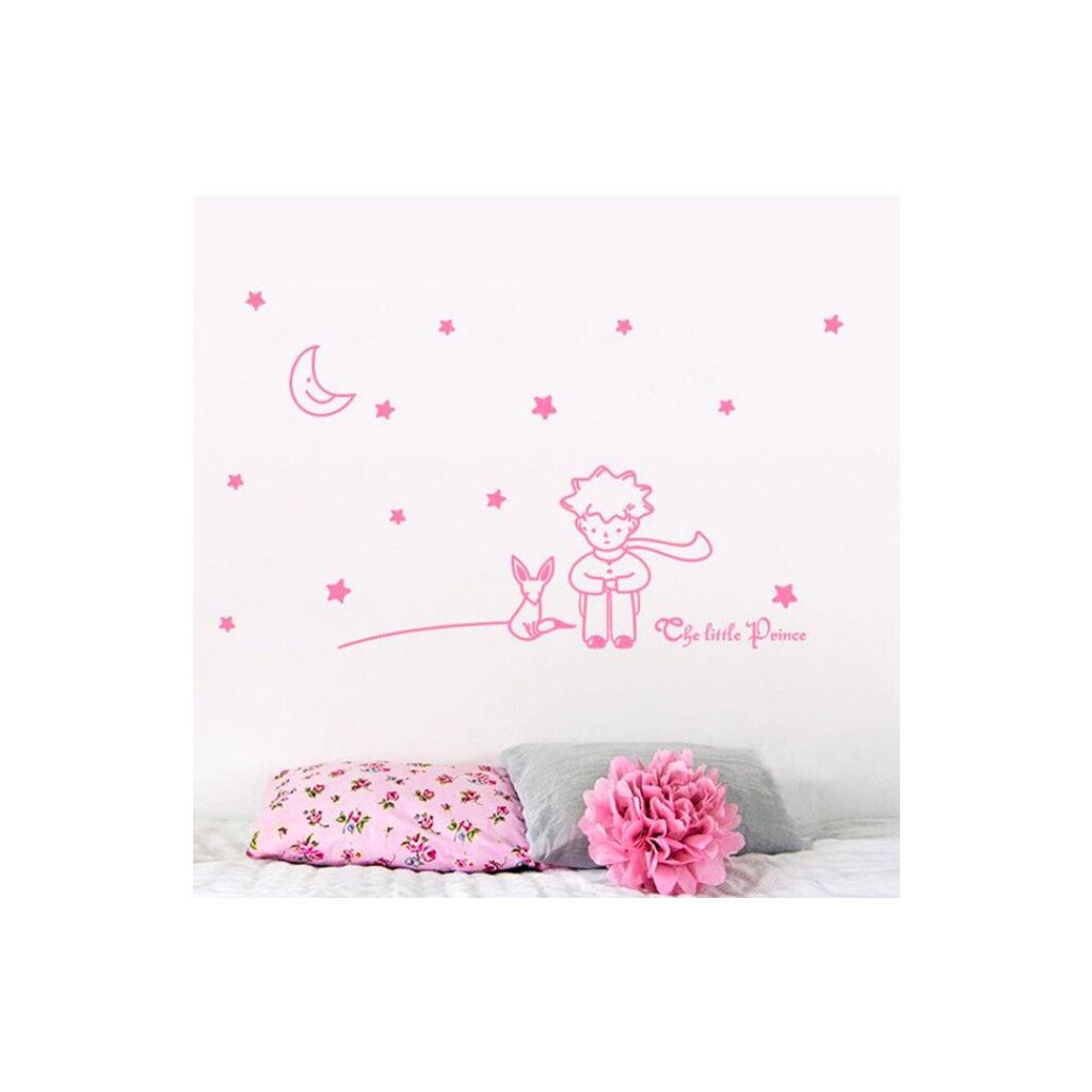 Samolepka na stenu "Malý Princ - ružová" 96x42 cm