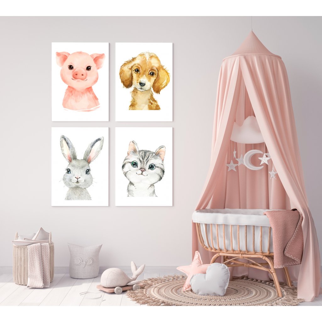 Set detských obrazov - Domáce zvieratká