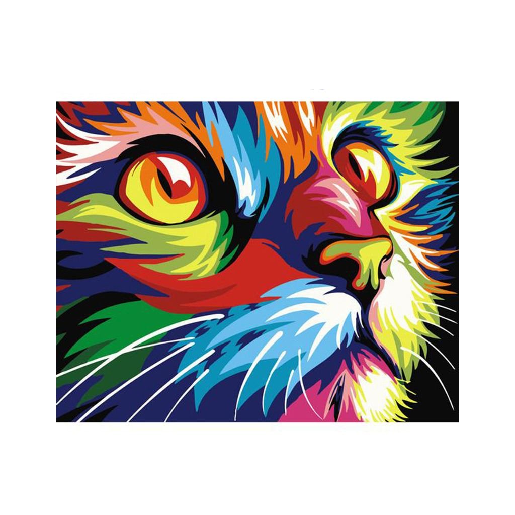 Maľovanie podľa čísiel s rámom "Farebná mačka" 50x40 cm