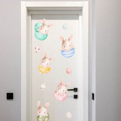 Textilná nálepka na stenu "Veľkonočné zajačiky 4"