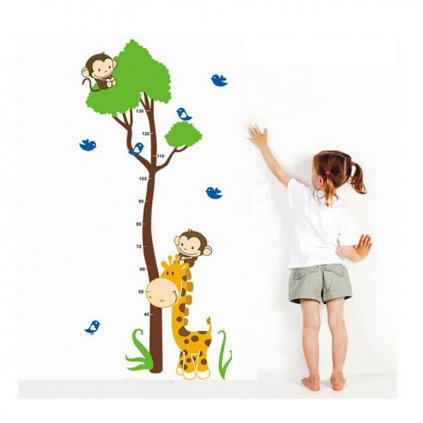 Samolepka na stenu "Detský meter - Žirafa so stromom" 75x150 cm