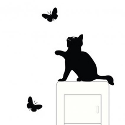 Samolepka na vypínač "Mačka s motýľmi" 9x11 cm