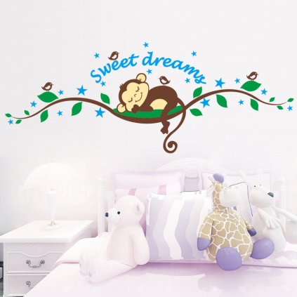 Samolepka na stenu "Opička - Sweet Dreams" 120x46 cm
