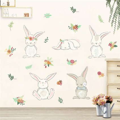 detska samolepka na stenu samolepiaca tapeta dekoracna nalepka pre deti zajaci zajac vizualizacia stylovydomov