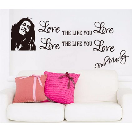 Samolepka na stenu "Miluj život - Bob Marley" 30x70cm