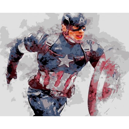 Maľovanie podľa čísiel s rámom "Kapitán Amerika" 50x40 cm