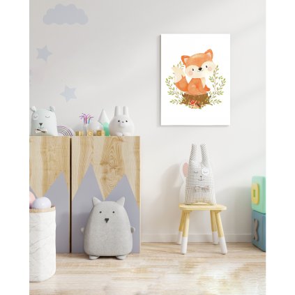 Detský obraz - Líška na pníku 50 x 40 cm