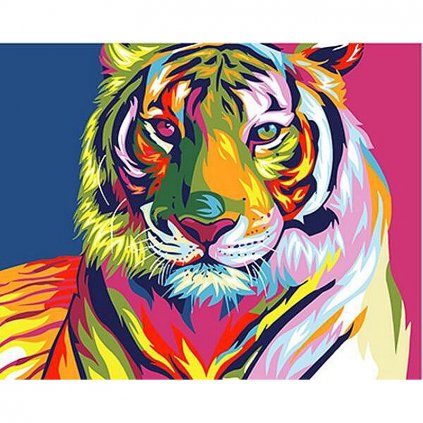 Maľovanie podľa čísiel s rámom "Farebný tiger" 50x40 cm