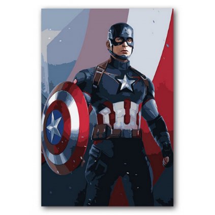 Maľovanie podľa čísiel s rámom "Kapitán Amerika 2" 50x40 cm