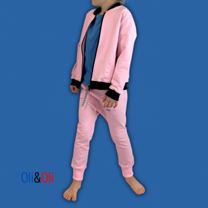 Detská mikina na zips Oli&Oli - bledoružová farba