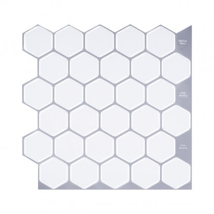 Nalepovací obklad - 3D mozaika - Biele 6-uhoľníky 30,5 x 30,5 cm