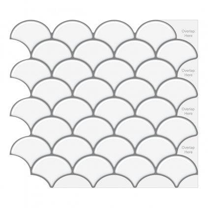Nalepovací obklad - 3D mozaika - Biele vejáre 28,5 x 25,5 cm