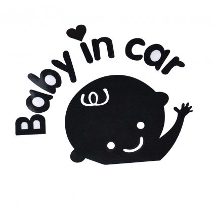 Samolepka na auto "Chlapec v aute - čierna" 12x10 cm