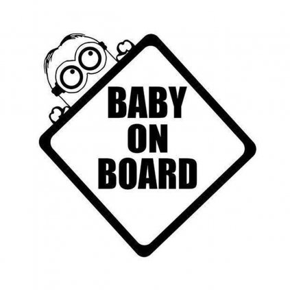 Samolepka na auto "Dieťa na palube - Mimoni - čierna" 11x11 cm