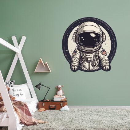 Kruhová samolepka na stenu "Astronaut"