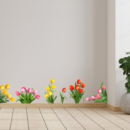 Tulipány - textilná nálepka na stenu