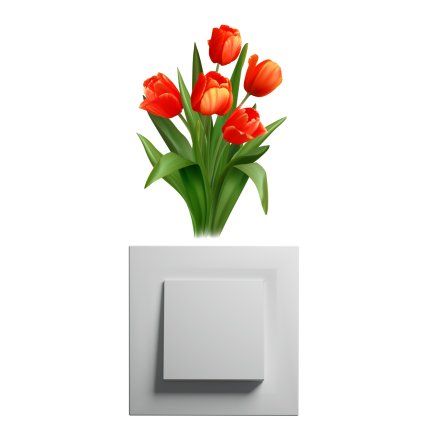Červené tulipány - nálepka nad vypínač