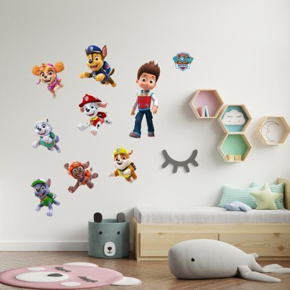 PAW Patrol 5 - nálepka na stenu  Hárok 60×70cm • 9 samostatných nálepiek