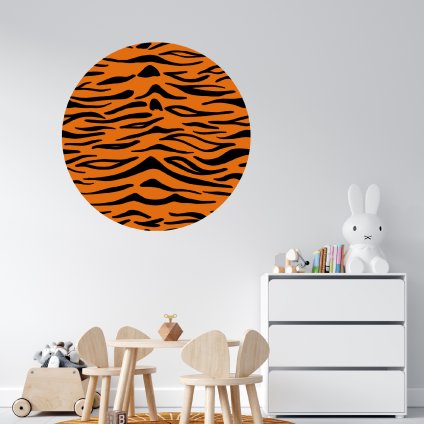 Kruhová samolepka na stenu "Tigrí vzor"