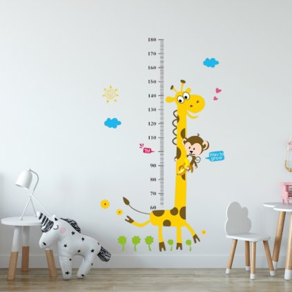 Samolepka na stenu "Detský meter - Žirafa" 100x180 cm