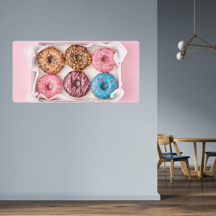 Samolepiaca textilná tapeta na stenu pre deti aj dospelých s motívom farebných donuts