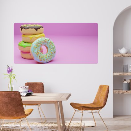 Samolepiaca textilná tapeta s motívom farebných donutiek