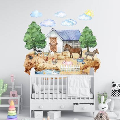 Textilná nálepka na stenu "Farma"