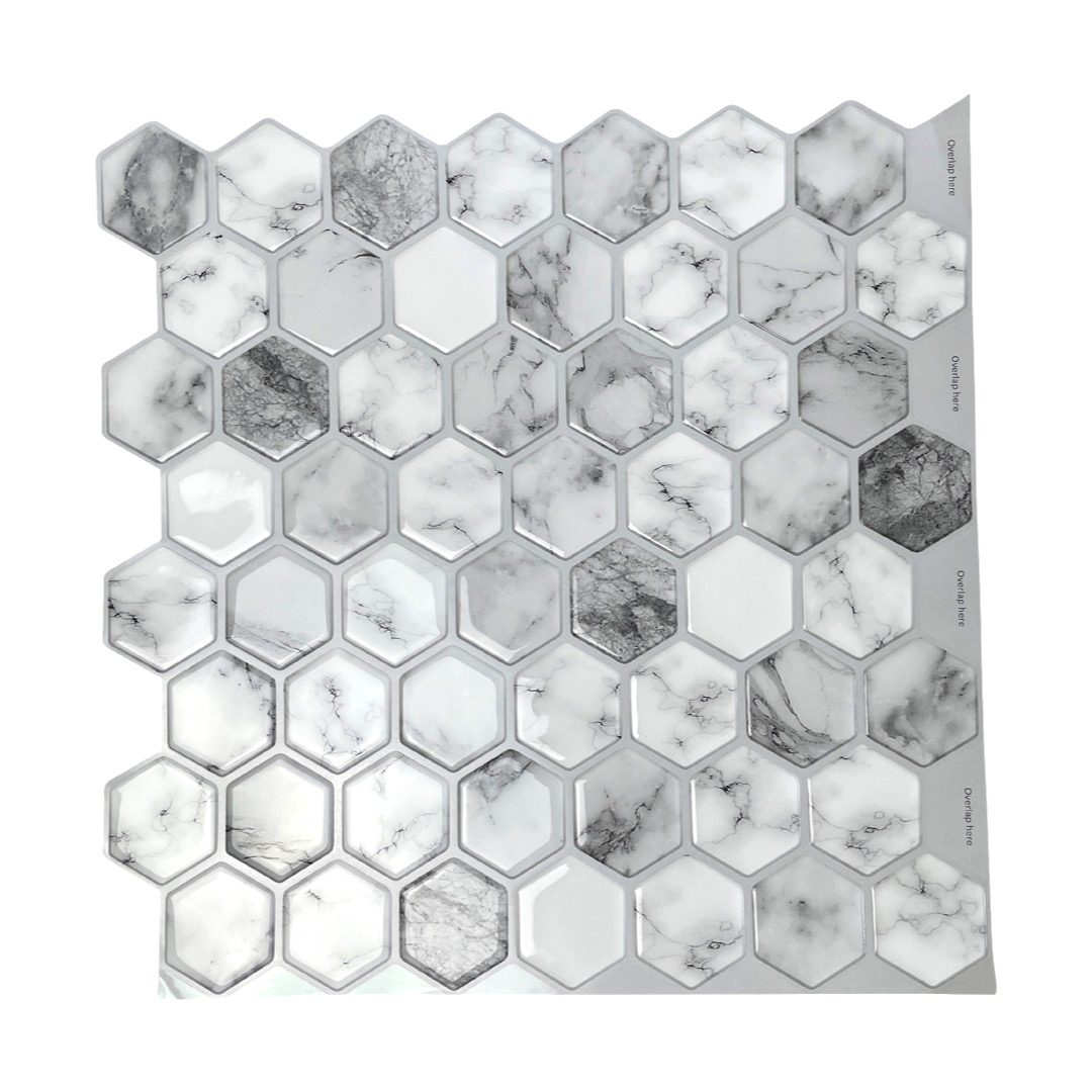 Nalepovací obklad - 3D mozaika - Mramorové 6-uhoľníky 30,5 x 30,5 cm