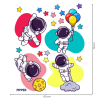 Farební astronauti - textilná nálepka na stenu  Hárok 60×70cm • 19 samostatných nálepiek