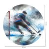 Veľká nálepka na stenu v tvare kruhu, priemer 100cm - hokejista na ľade