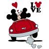 Mickey a Minnie v aute - textilná nálepka na stenu