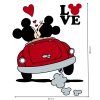 Mickey a Minnie v aute - textilná nálepka na stenu