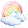Hárok nálepky na stenu s farebnou dúhou a obláčikmi