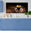 Samolepiaca textilná tapeta na stenu pre dospelých s kávovou šálkou espressa