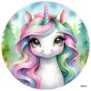 Kruhová samolepka na stenu "Jednorožec"