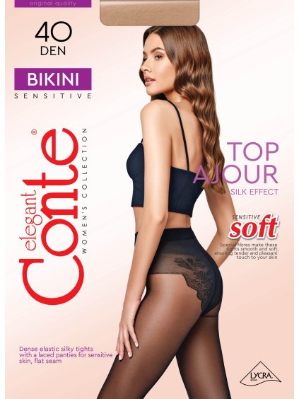 Poloprůhledné punčochy se vzorovaným sedem Conte Bikini 40