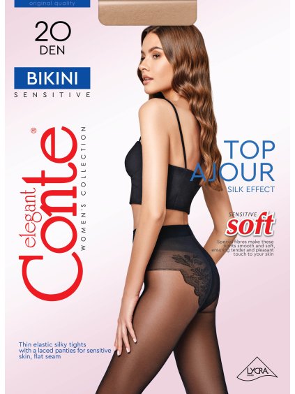 Punčochy se vzorovaným sedem Conte Bikini 20