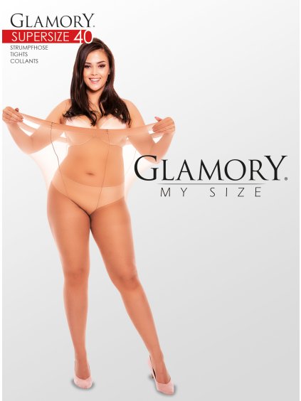 Poloprůhledné extra nadměrné punčochy Glamory Supersize 40