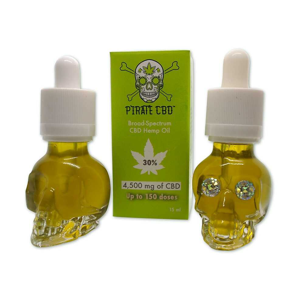 Broad-Spectrum 30 % Pirate CBD™ konopný olej (15 ml - 4500 mg CBD) 15 ml | Broušená čirá lahvička | Akční cena