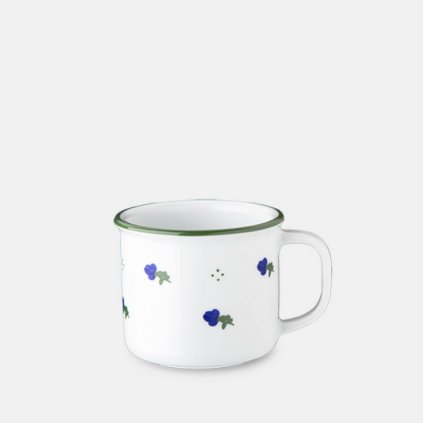 Retro mugs zeleno-bílý hrnek s modrými květy 180 ml