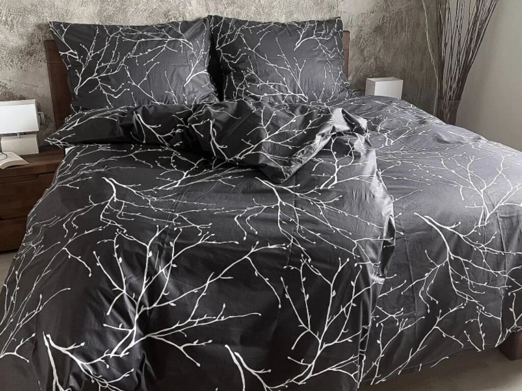 Bavlněné povlečení Větvičky šedé