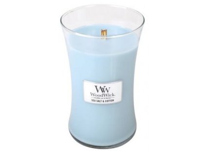 Svíčka oválná váza WoodWick 609,5g - Mořská sůl a bavlna