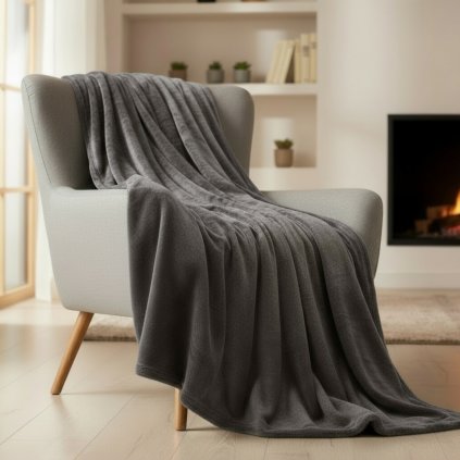 Mikroplyšová deka - Tmavě Šedá