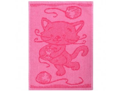 Detsky rucnik Cat pink 30 x 50 cm